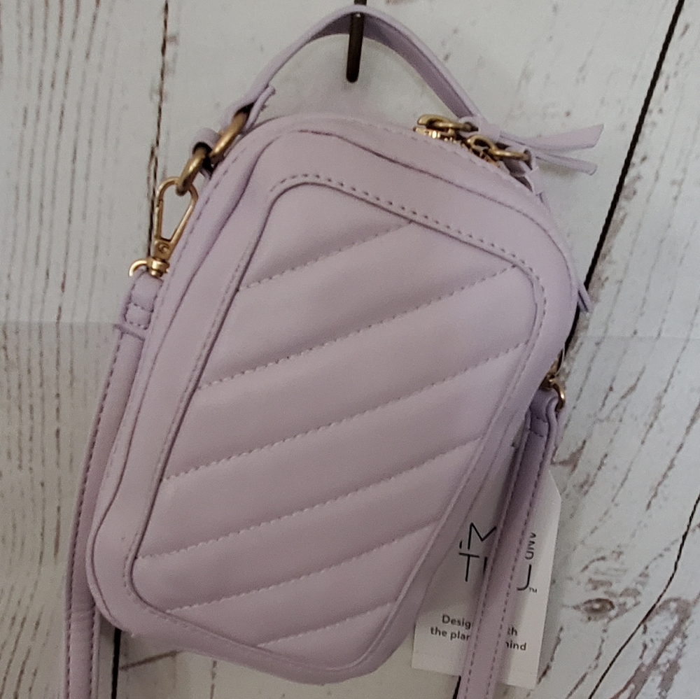 Time and Tru women's vinyl phone wallet crossbody bag purple lavender - Picture 10 of 13
